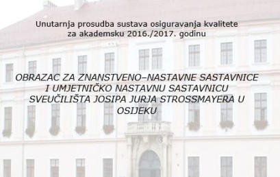 Unutarnja prosudba sustava upravljanja kvalitetom svih sastavnica Sveučilišta