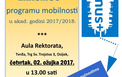 Info dan o Erasmus+ programu mobilnosti za studente Sveučilišta u Osijeku – poziv